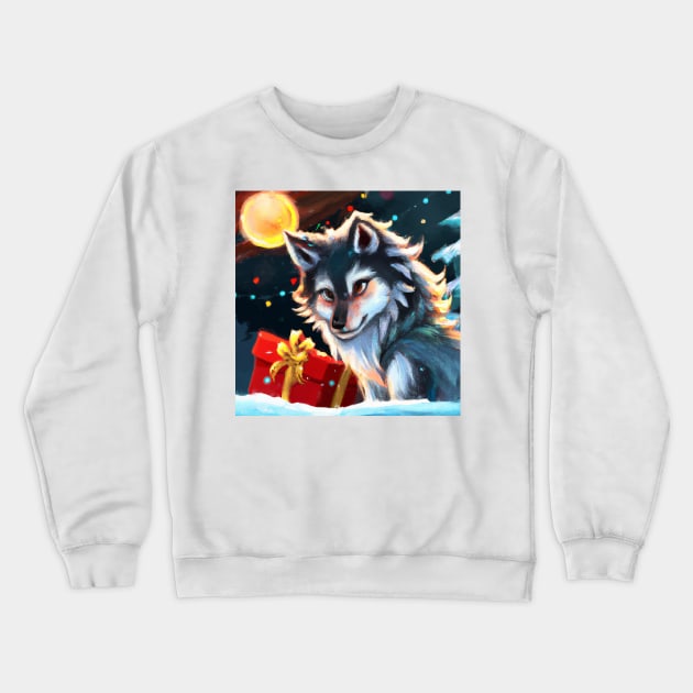 Cute Alpha Wolf Drawing Crewneck Sweatshirt by Play Zoo